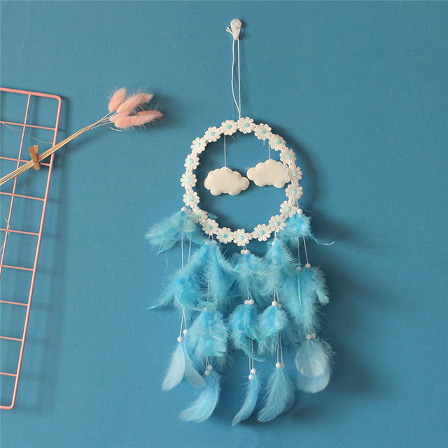 Style Cat Head Dreamcatcher Wind Chimes Wall Hanging Decoration Room Decor For Kid Girls Bedroom Hairball Hanging Pendant