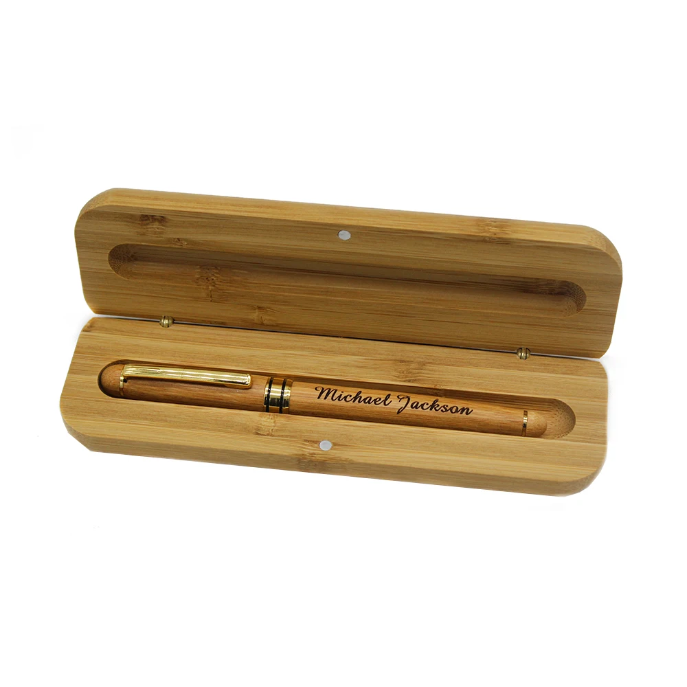 Engraved Ballpoint Pen Personalized Bamboo Box Case Wedding Favors Birthday Baptism Party Valentines Day Gift Father's Day Favor