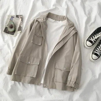 

Safari Style Harajuku Coat Female Casual Turn-down Collar Oversize Boyfriend Style Jacket Female Loose Street Fashion Outwear