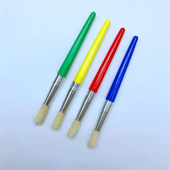 

4Pcs Spill Proof Paint Cups And 4 Pcs Assorted Colored Brushes Set For Children Beginners Drawing Toys Set