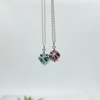 

S925 Classic Fashion Exclusive Blue Red Exquisite Gift Box Pendant Lady Necklace