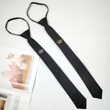 Детская одежда от A Generation of Fat однотонные Цвет черного цвета из полиэстера, на молнии галстук-бабочка с вышивкой 6 см Для мужчин отверстие-играть с вышивкой короны ленивый галстук