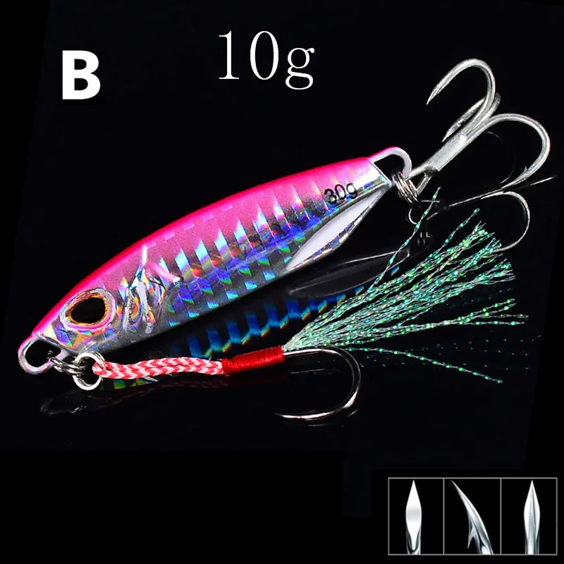 10/15/20/30/40/50 g Artificial Bait Reusable Metal Sinking Casting Lure Jigging Spoon Fishing Accessories With Hooks - Цвет: B-10g