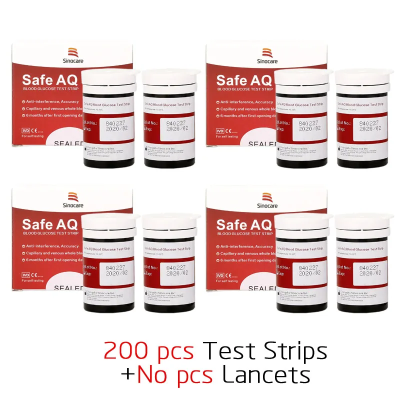 200 Test No Lancet Безопасная 50/100/200 шт для измерения уровня глюкозы в крови Тесты полоски с ланцеты иглы для диабетиков, прибор для измерения уровня сахара в крови, обнаружение прибор для контроля уровня сахара в крови - Цвет: 200 Test No Lancet