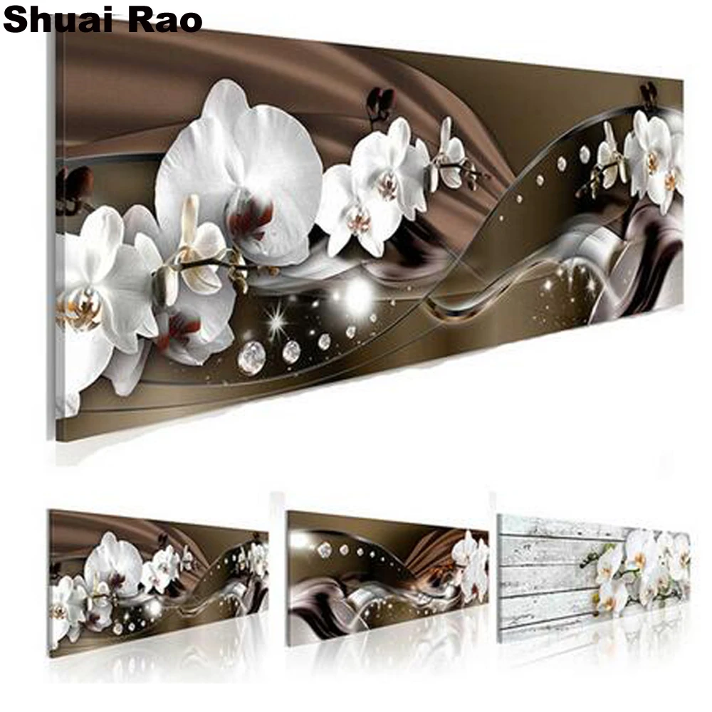

Large White Beautiful Orchid Flowers Diamond Painting Rhinestone 5D DIY Diamond Embroidery,Cross Stitch,diamond Mosaic Sale