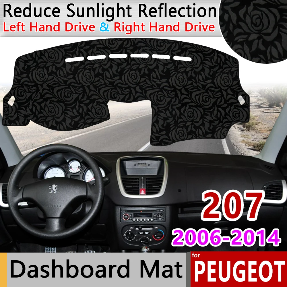 

for Peugeot 207 2006 2007 2008 2009 2010 2011 2012 2013 2014 Anti-Slip Mat Rose Pattern Dashmat Dashboard Accessories CC SW RC