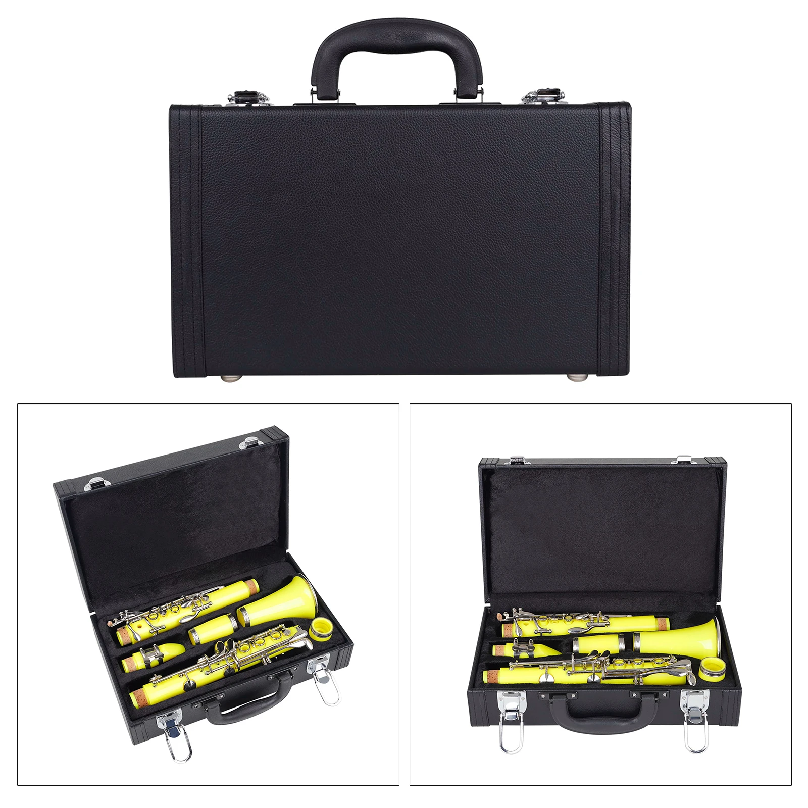 1PC PU Leather Professional Clarinet Storage Case Black Tube Padded Box Smooth Grip Anti Dust