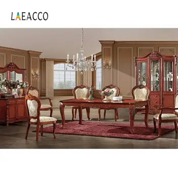 

Laeacco Old Vintage Living Room Chandelier Armchair Carpet Floor Interior Photo Background Photography Backdrop Photo Studio