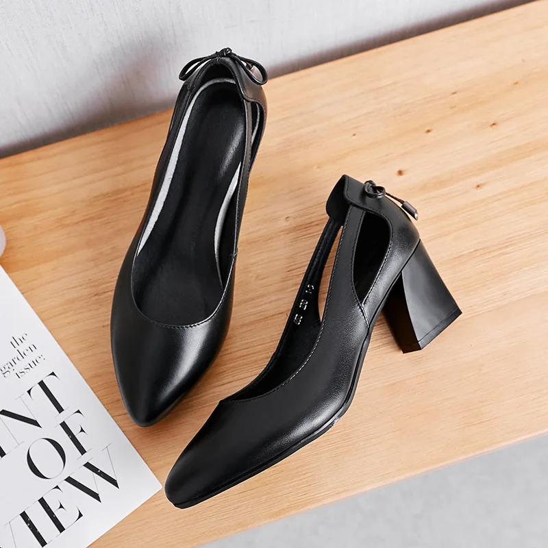 

2019 Spring And Summer New Style Semi-high Heeled Chunky-Heel Square Heel Low-Cut Non-slip Sole Nappa Leather Sandals Women's Si