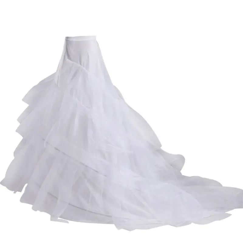 3-трехслойное трикотажное платье 2-обручи Свадебное платье с длинным шлейфом для маленьких юбка, детская юбка с эластичной резинкой на талии шнурок регулируется в форме рыбьего хвоста, без застежки, юбки - Цвет: W