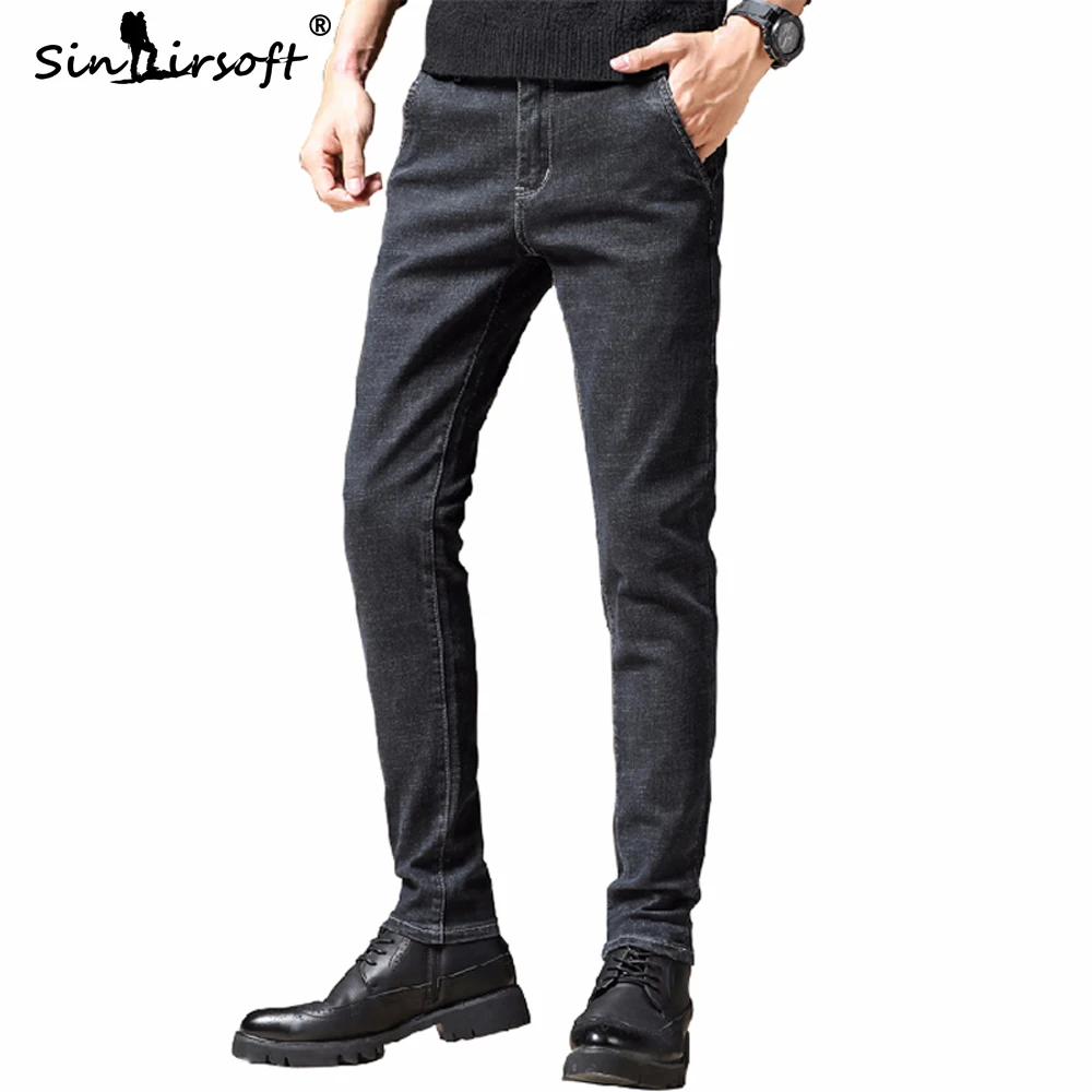 

High Quality Denim Soild Casual Full Length Pants Men's Skinny Regular Black Jeans Male 2019 Autumn Fashion Trousers 28-38 Hot