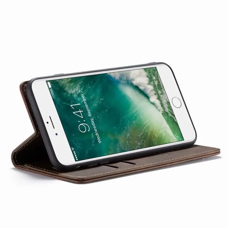 Leather Case For Iphone 7 8 Plus Luxury Magnetic Flip Multifunctional Matte Wallet Bumper Phone Cover For Iphone 7 7plus 8plus