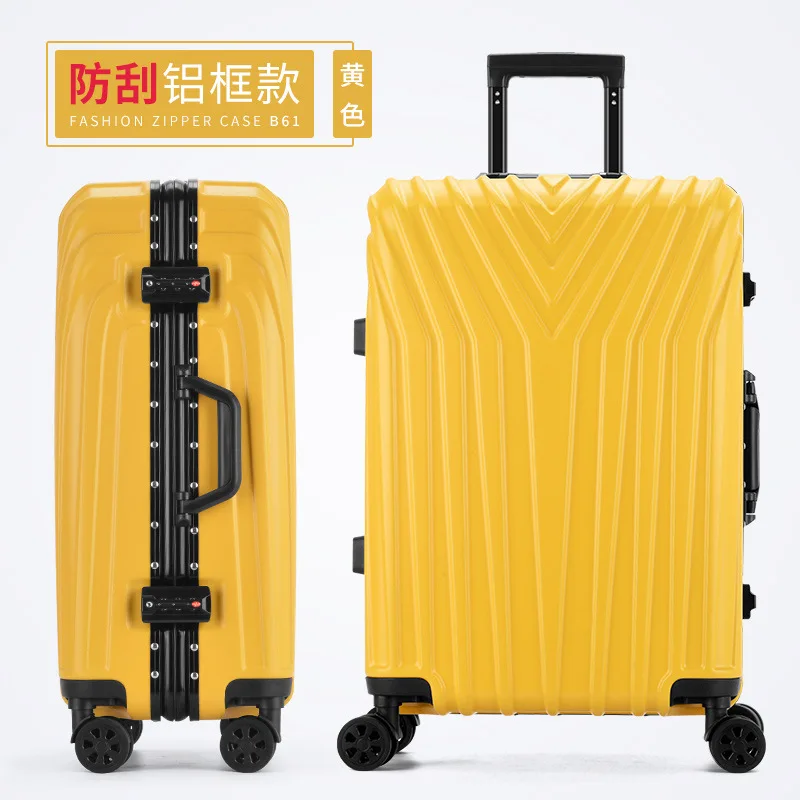 Aluminum frame CHENGZHI чемодан на колесиках алюминиевая рама/молния 2" 22" 2" 26" 29 дюймов Ретро ABS чемодан на колесиках Спиннер колеса переноска ons дорожная сумка - Цвет: Aluminum frame