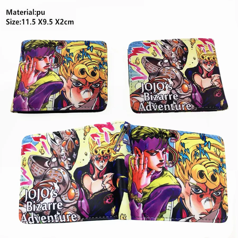 Аниме JoJo's Необычные Приключения Pu кошелек Мальчики Девочки монета карман на молнии двойные фото держатель для карт слой кошелек кожаный кошелек