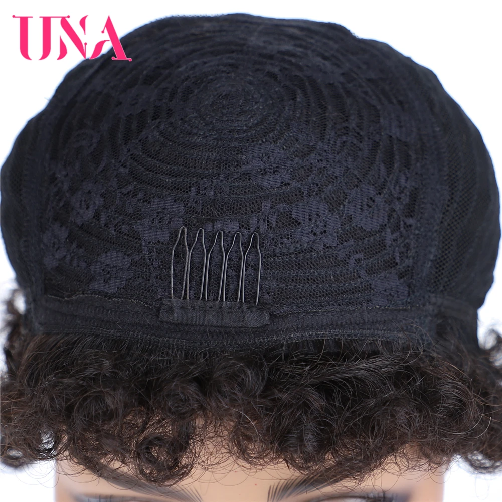 UNA Human Hair Wigs for Women Short Curly 120% Density 11 Colors 8 Inches Full Machine Mad
