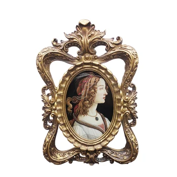 

6Inch Resin Retro Relief Painting Golden Exquisite Vertical Photo Frame Wedding Photography Props Home Decoration