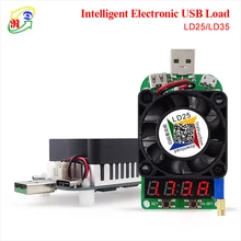 RD LD25 LD35 USB интерфейс электронный нагрузочный резистор разрядка батарея тест светодиодный дисплей вентилятор регулируемый ток напряжение 25 Вт