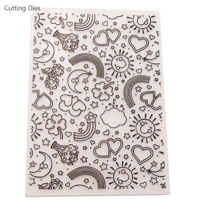 Plastic Embossing Folder Embossing Folder Rainbow Pattern Plastic Embossing Folders for Diy Scrapbooking Photo Album Diy Card Paper Making Craft Template