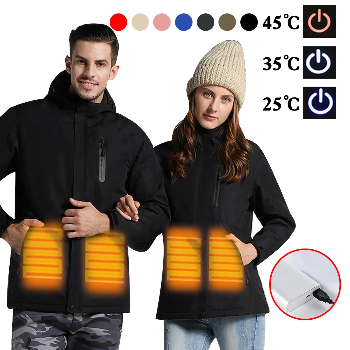 

4 Layers 3 Speed Temperature Adjustment Electric Battery USB Heating Jacket Wind Resistant Waterproof Breathable Cotton Jacket