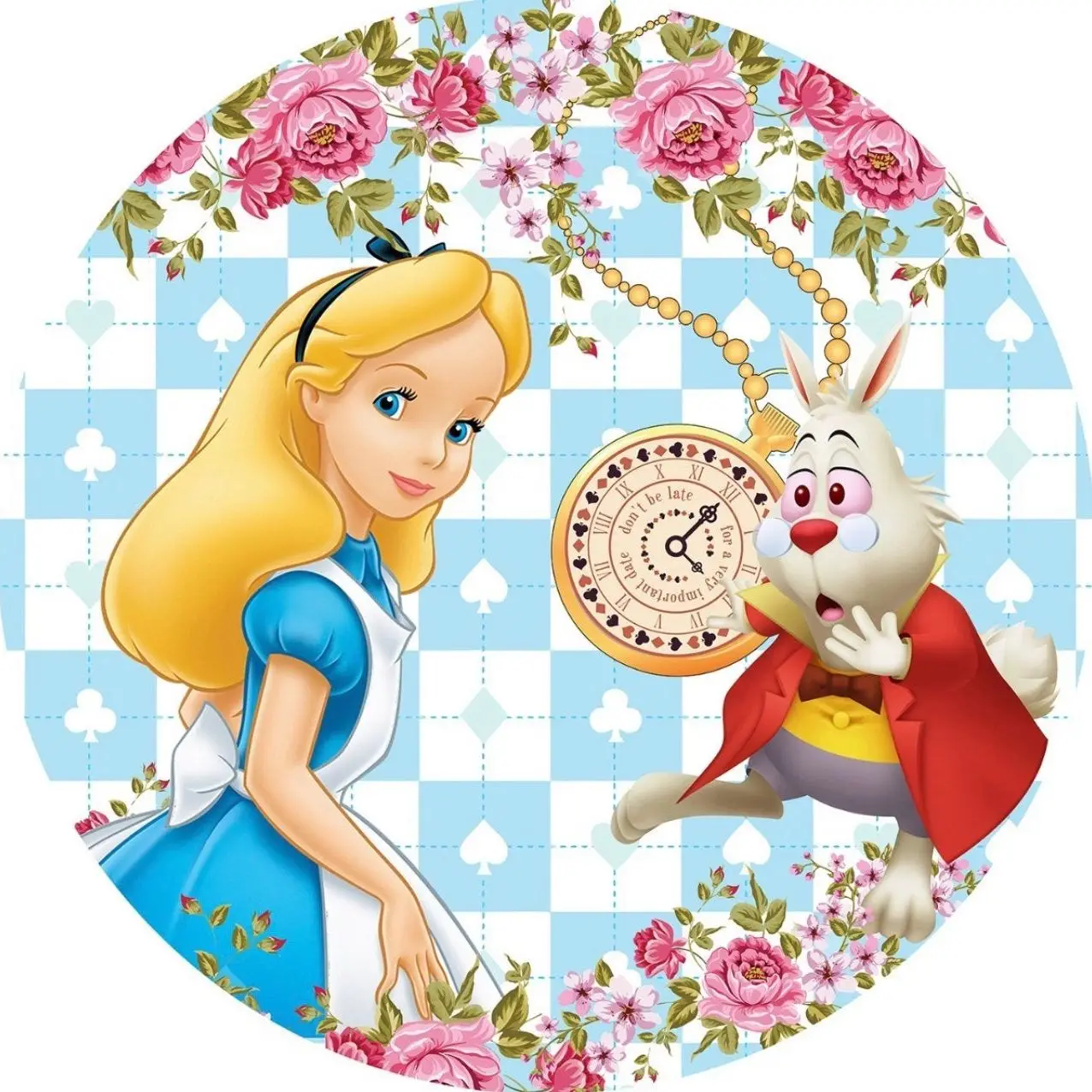 Sensfun Alice in Wonderland  Circle Photo Backdrop Birthday Party Decoration Table Banner 