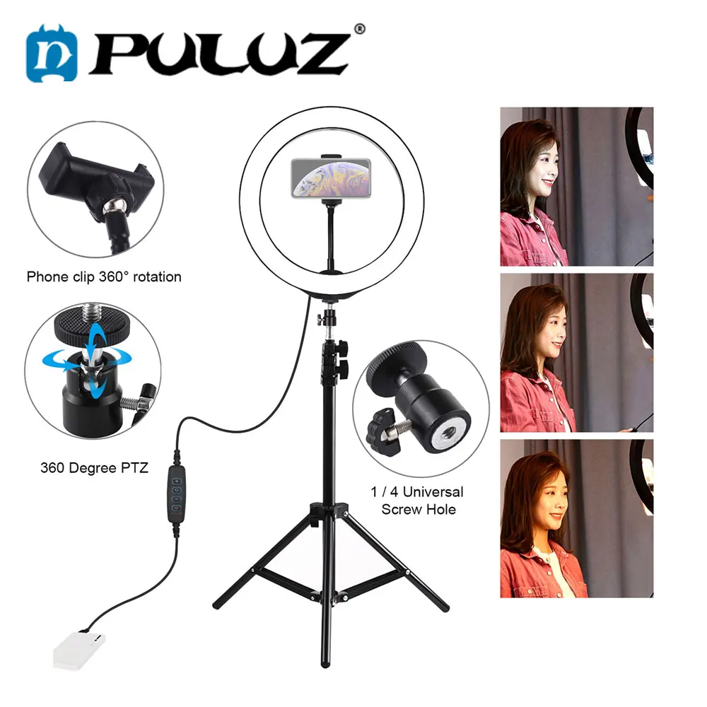 PULUZ Led Fotografia кольцо для штатива светильник телефона селфи Maquiagem Профессиональный