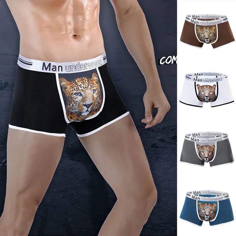 Модное мужское нижнее белье с 3D принтом в виде тигра, боксеры Cueca Masculina, сексуальное качественное нижнее белье, дышащие мягкие боксеры