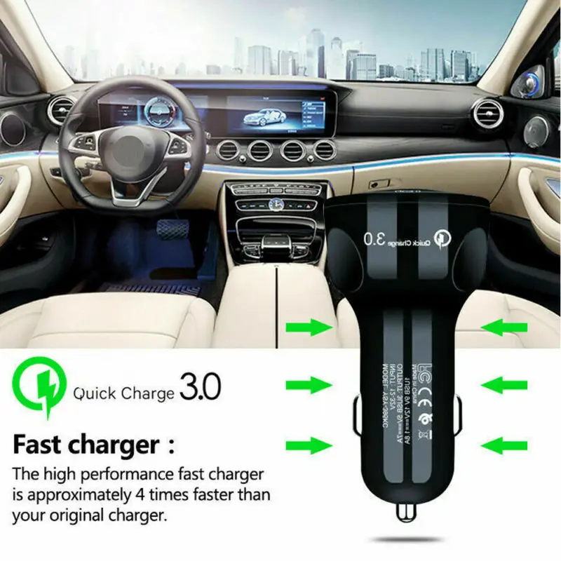 Лидер продаж 3-Порты и разъёмы Переходник USB для зарядки в машине QC 3,0 быстрой зарядки для IOS и Android