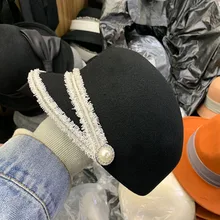 01911-ting051 женские Козырьки с Жемчужной Лентой, кепки для мужчин и женщин, шляпа для отдыха