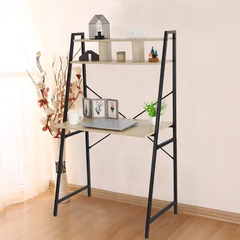 

Computer Desk with Bookshelf, Home Office Desk with 3 Tier Shelves, Multipurpose PC Workstation(Brown)