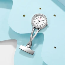 Diamond Nurse Watch Luminous Simple Chest Medical Watch Clip Buckle Doctor Fob Brooch Clock Hospital Gift High-Quality