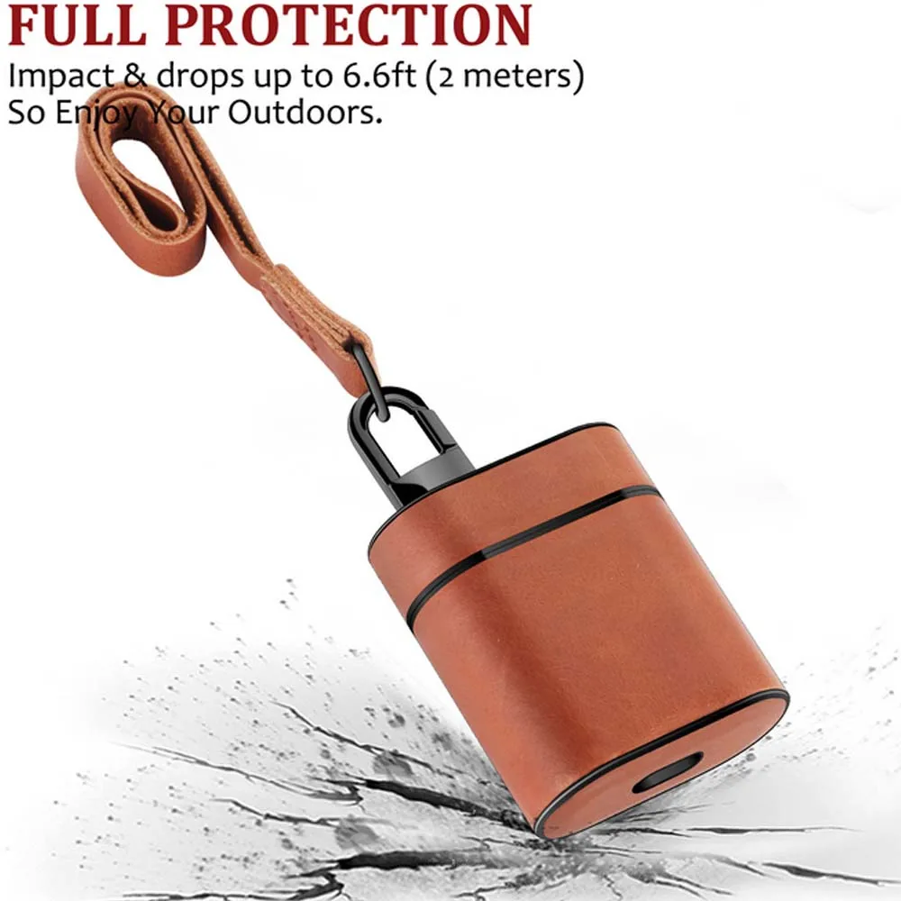 PU leather Earphone bag Case for Airpods Cover with Anti lost Buckle Strap Headphone Bag Earphone Accessories