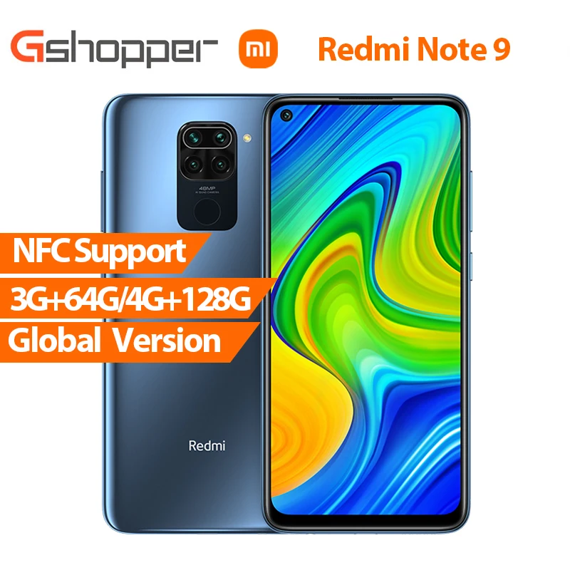 Versión Global Xiaomi Redmi Note 9 3/4GB 64 GB/128GB NFC Smartphone MTK Helio G85 Octa Core 48MP Quad cámara trasera 6,53 5020mAh