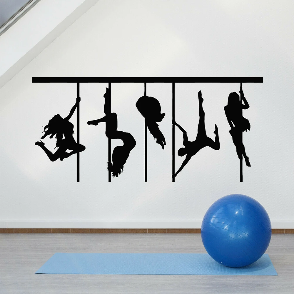 Pole Dance Silhouette Wall Decal Sexy Women Dancers Art Vinyl Window Stickers Dance Room Bar Interior Decoration Wallpaper E116