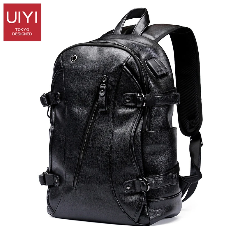 

New Men's Japanese College Style Backpack Nylon Fashion Trend Leather Campus School Bag Leisure Travel Men's USB Computer Bag