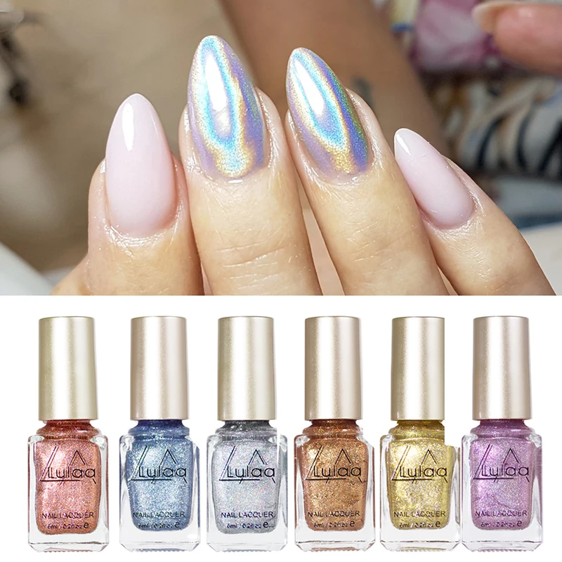 6 Colors Optional Quick-Drying Nail Polish No Baking Bright Metallic stimulation Nails Beauty | Красота и здоровье