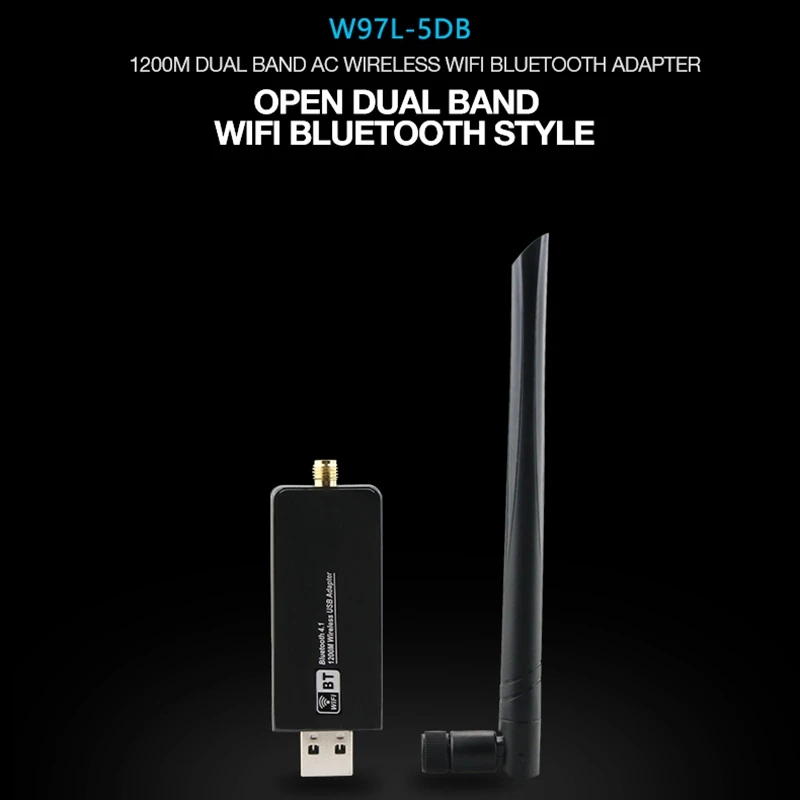 Bluetooth 4,1 беспроводной AC 1200 Мбит/с 5 ГГц WiFi USB 3,0 LAN адаптер с высоким коэффициентом усиления антенна Сеть карта для систем Windows Linux