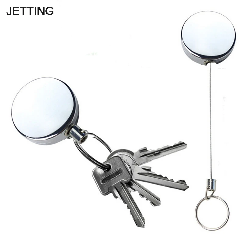 Pull Key Security Chain Retractable Metal Card Badge Holder Steel Recoil Ring Belt Clip Reel ID Lanyard Name Tag Badge Holder