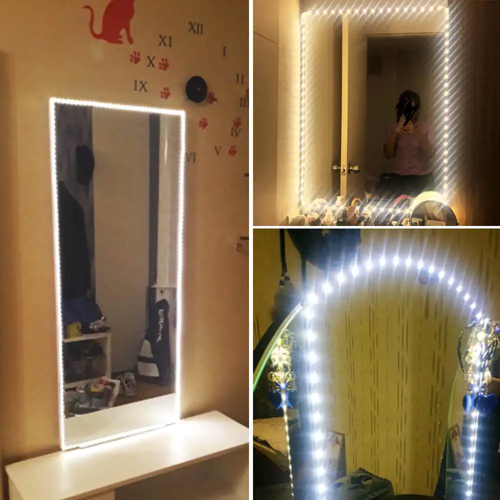 espejo de maquillaje con luz led usb para ninas espejo de tocador con luz led para decoracion de dormitorio plegable colorido blanco calido