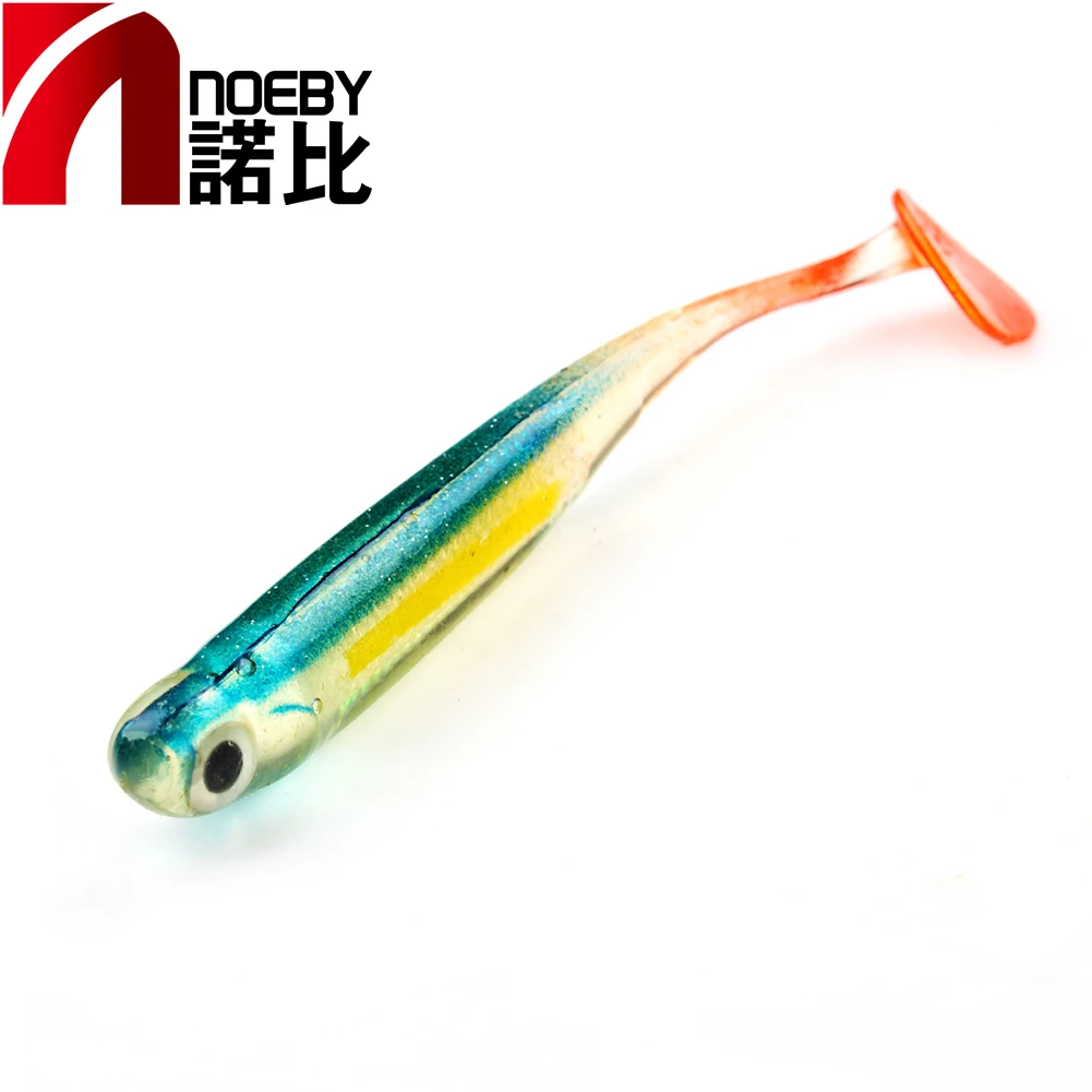 

NOEBY W8024 soft fishing Lure silicone bait leurre souple 75mm 115mm t tail inner laser for sea bass pike perch