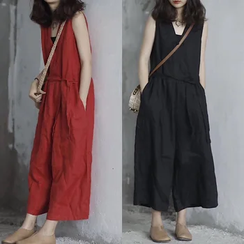 

Ladies Street Style Jumpsuit Wide Leg Rompers Women Casual Vest Rompers Personality Sleeveless Playsuit