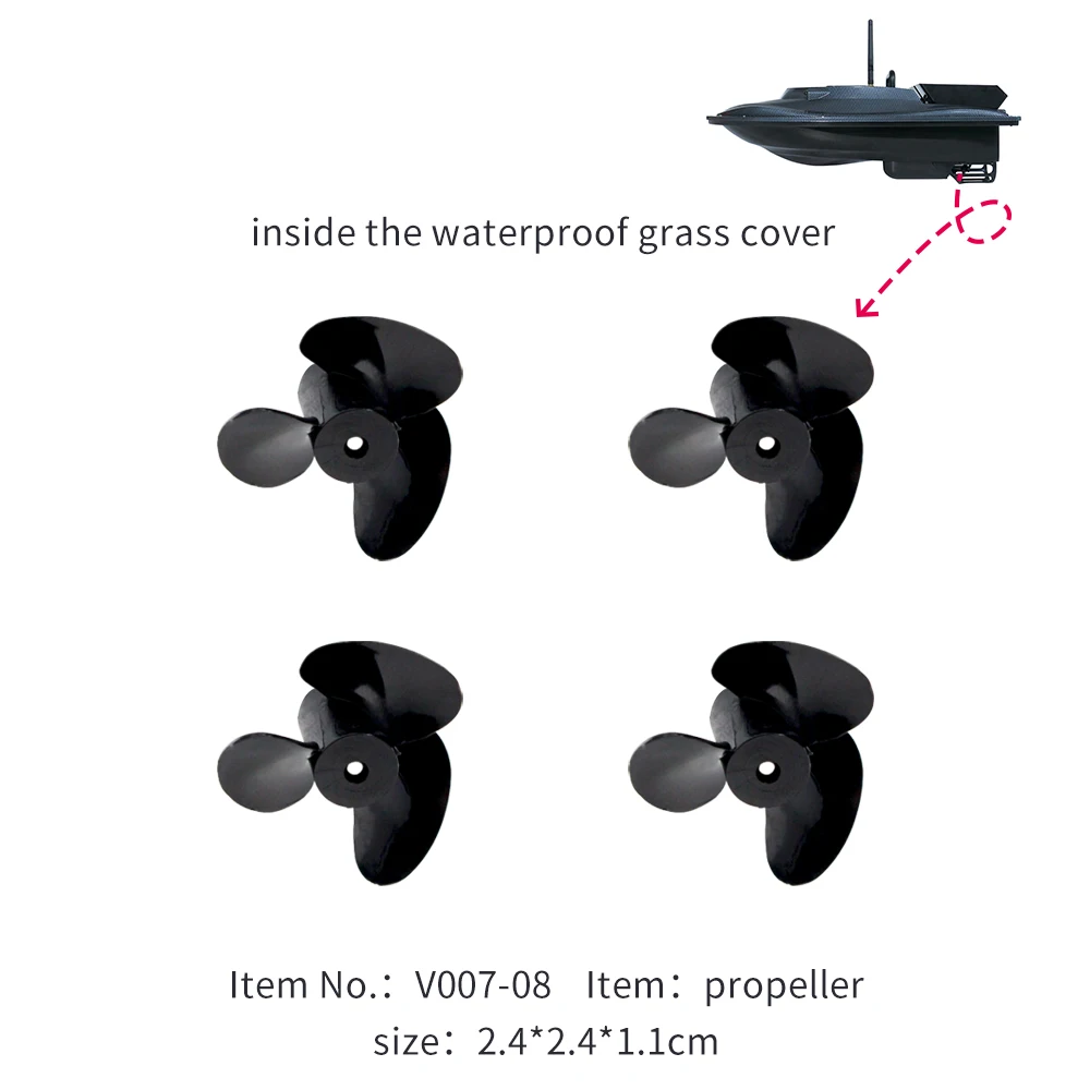 Flytec V007-08 Набор пропеллеров запасные части для V007 RC лодка для доставки прикорма и оснастки - Цвет: Black