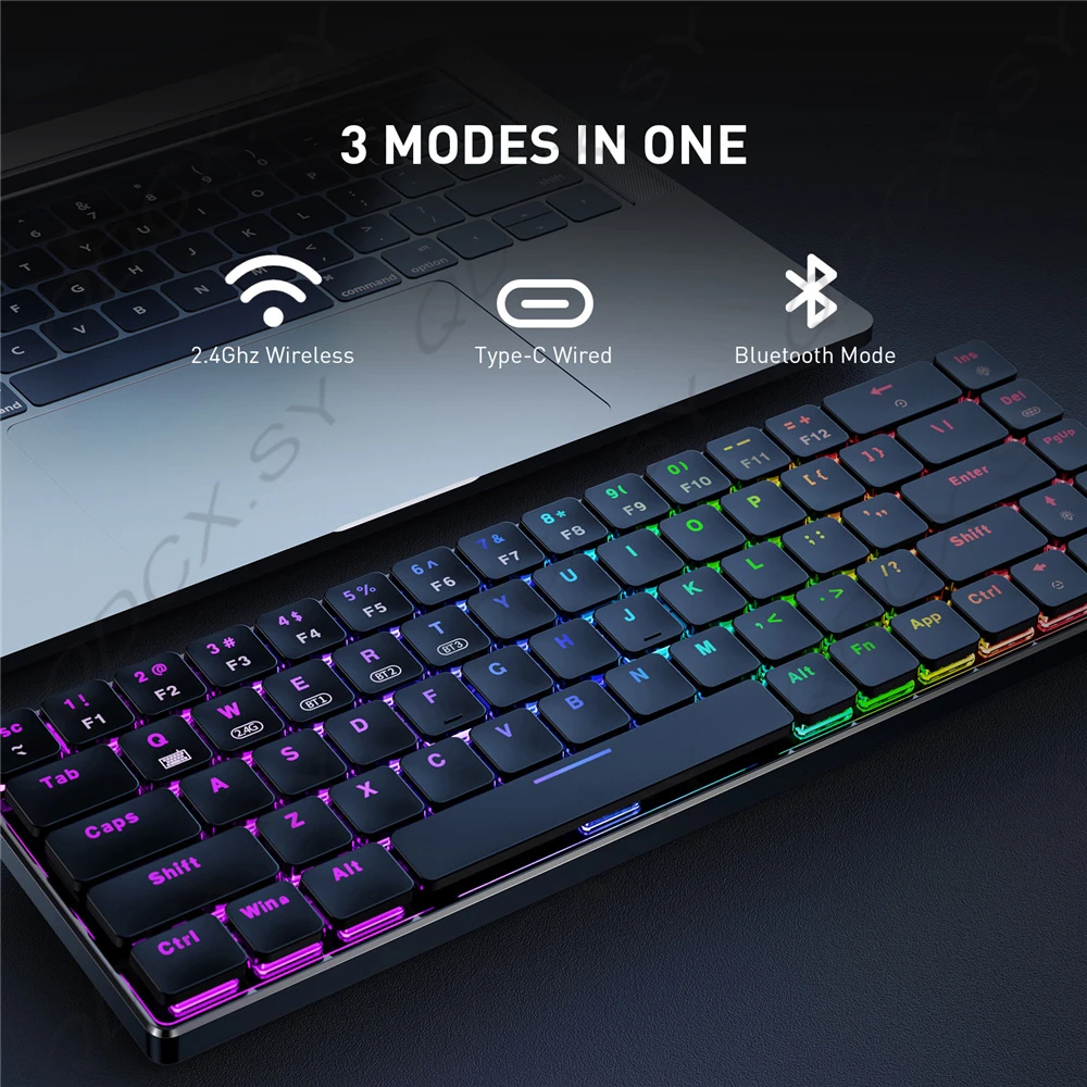 portable computer keyboard 69 Key Gaming Mechanical Keyboard Bluetooth/TYPE-C/2.4GHZ Wireless 3 Mode with RGB Backlight for Tablet Desktop Gamer mini computer keyboard