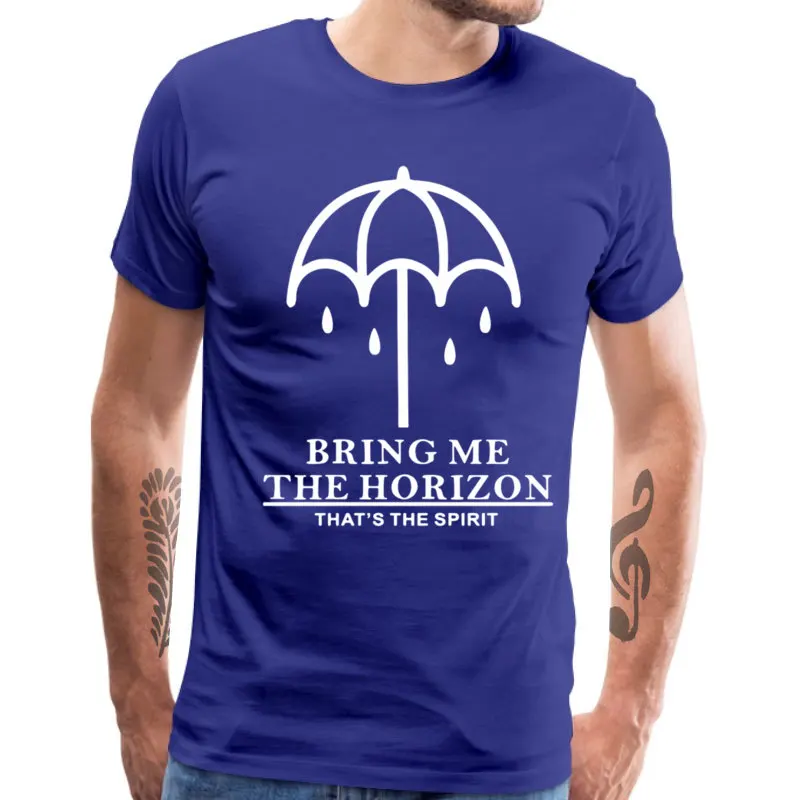 Футболка мужская с надписью BRING ME THE HORIZON модная тенниска круглым вырезом майка из