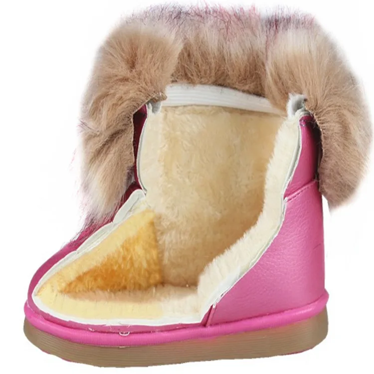Winter Boots for Girls Shoes Children's Snow Boots Soft Bottom Toddler Girl Boots Thickening Rabbit Fur Kids Cotton Shoes 21-30