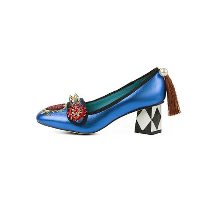 Женские свадебные туфли на каблуке; scarpe donna Crstal Zapatos De Mujer; женская обувь; роскошные женские туфли-лодочки с кисточками и цветочным узором; scarpe donna - Цвет: AS SHOW 5.5CM
