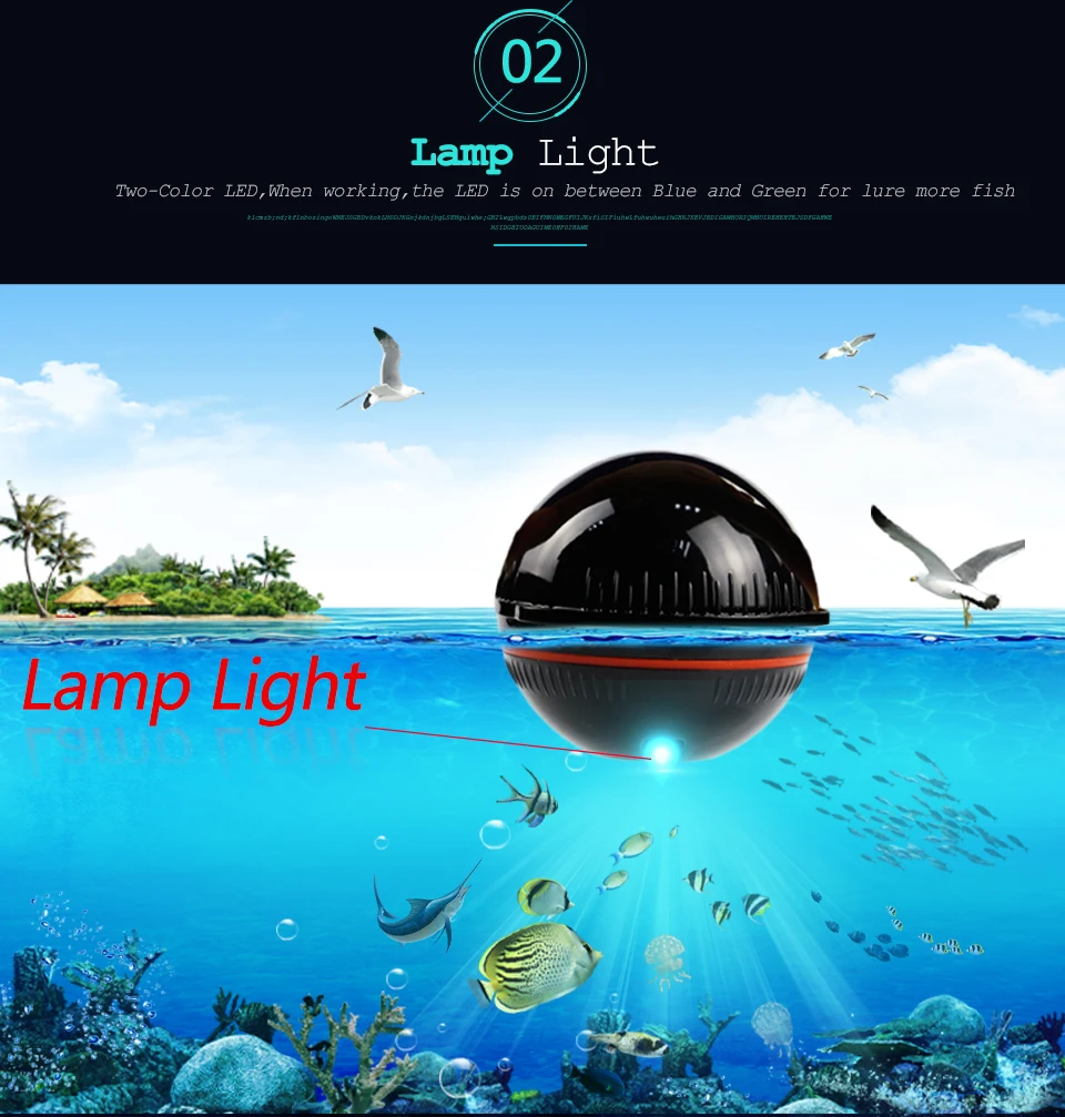 Inteligente sem Fio Inventor de Peixes para Lago Sonar para Lâmpada de Pesca Portátil Sonar Sensor Pesca no Gelo Profundidade Localizador Transdutor Mar 7 Esporte e Lazer