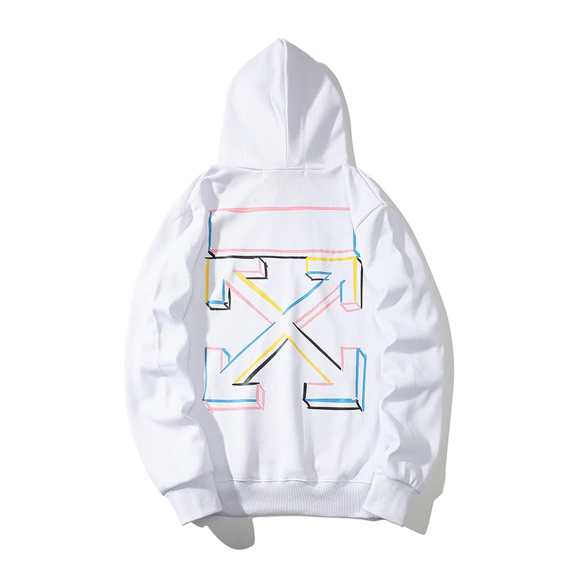 3D цветная стрела 19ss Off-White OW Мужская/Женская осенне-зимняя хлопковая модная повседневная свободная толстовка с капюшоном куртка с капюшоном