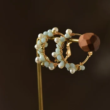 

High Quality Natural Fresh Water White Pearl Hoop Earrings For Women Minimalist Korean Style Aros Mujer Oreja