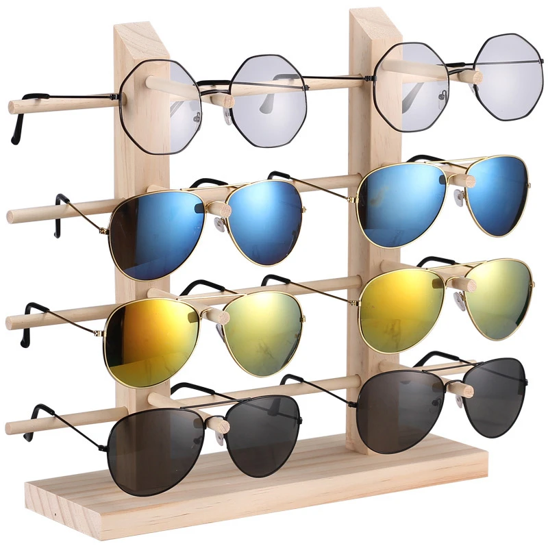 expositor de gafas Soporte para vitrina, vitrina, escaparate, de sol de múltiples capas, lentes de madera, expositor de Material Natural|Soportes y estanterías de almacenamiento| - AliExpress