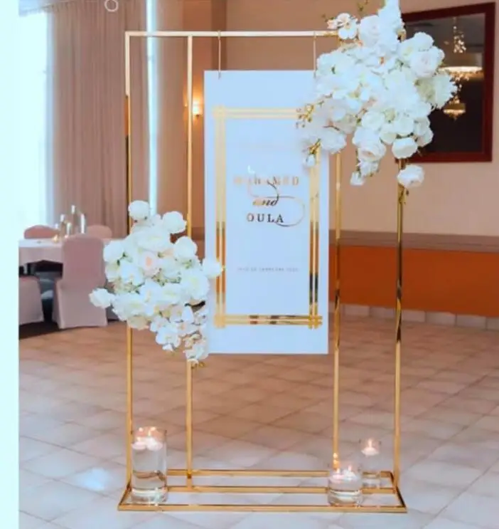

Wedding sign stand welcome party photo stand-shining golden sign stand frame